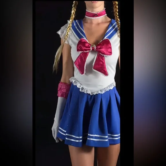 Sailor-Inspired Blue and Pink Dress - Picture 2 of 7